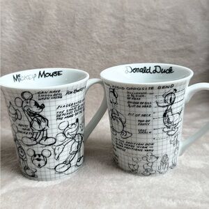 Disney Mickey Mouse and Donald Duck Grid Sketch Mugs - Black and White